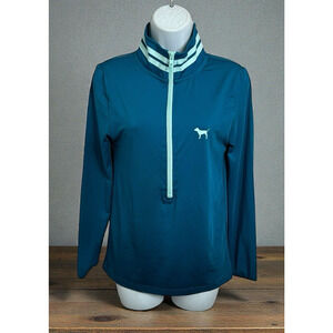 Victoria's Secret PINK 1/2 Zip Performance Top Sz S Teal Athletic Shirt